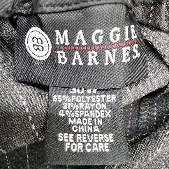 Maggie Barnes Pants Womens 30W Gray White Striped High Rise Tapered Stretch - Picture 4 of 10